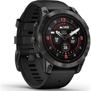 Garmin Epix Pro (Gen 2) Sapphire Edition Smartwatch met siliconen band, 47 mm behuizing, carbon grijs/zwart, Carbon Grijs/Zwart