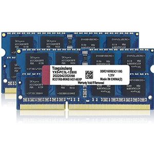 DDR3L / DDR3 16GB Kit (8GBx2) Laptop RAM 1600MHz PC3L-12800 / PC3L-12800 SODIMM Non-ECC Unbuffered 1.35V / 1.5V 2Rx8 Dual Rank 204 Pin CL11 Notebook Geheugen Computer Memory Upgrade (Blauw)