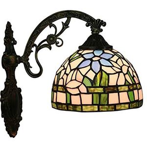 Tiffany Wall Lamp, 7,8-Inch Landelijke Wandlamp, Handgemaakte Glas In Loodlampenkap E26/E27 Basislichten Voor Slaapkamer, Woonkamer, Badkamer, Hotel