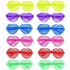 Plastic Shutter Bril 12 Stks/set Hart Zonnebril Neon Party Shades 80s 90 Party Gunsten Levert Nieuwigheid Eyewear voor Party