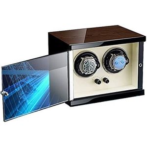 Watch Winder voor 2 automatische horloges Stille motoren Anti-magnetisch ontwerp met 5 rotatiemodi Houten omhulsel Koolstofvezel Lederen opbergdoos voor opwinden