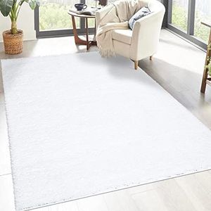 carpet city Shaggy hoogpolig tapijt - 160x230 cm - wit - langpolig woonkamertapijt - effen modern - pluizig zachte tapijten slaapkamer decoratie