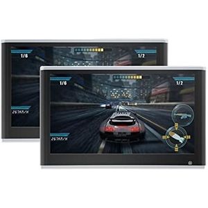 Auto Hoofdsteun Speler, 13,3-inch hoofdsteunmonitor IPS-touchscreen Car Rear Seat Entertainment 4K-videospeler for voertuigen met spiegeling(2 PCS Silver 12.5)