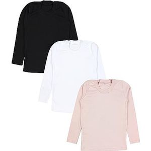 TupTam Meisjes Lange Mouw Shirt Ondergoed Shirts Onderhemd Basic 3 Pack, 3 stuks zwart/wit/poederroze, 116