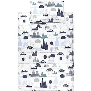 TupTam Kinderbeddengoed Jongens Meisjes Set 2-delig 100 x 135 cm + 40 x 60 cm, Auto's/Blauw, 135x100 cm