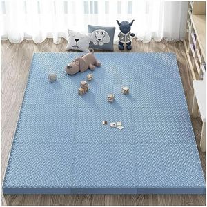 12 Stuks 30X30 Cm Vierkante Splicing Foam Mat 1in Dikke Eva Zachte Schuim Vloeren 12sq.ft In Elkaar Grijpende Puzzel Tapijt Mat Schuim Mat Set(Blue Gray)