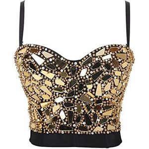 Vrouwen Witte Bling Beha Bustier Dames Punk Strass Kralen Crop Top Sparkle Dazzling Shiny Vest Corset