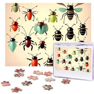 Cartoon kleine insecten puzzels 500 stuks gepersonaliseerde legpuzzels voor volwassenen gepersonaliseerde foto met opbergtas puzzel houten foto's puzzel voor familie home decor (51,8 cm x 38 cm)