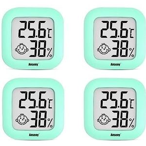 4 Pack Mini Indoor Digitale Thermometer Hygrometer Set Kamer Vochtigheid Meter Meter Lcd-scherm Temperatuur Vochtigheid Sensor(4Pcs Green)