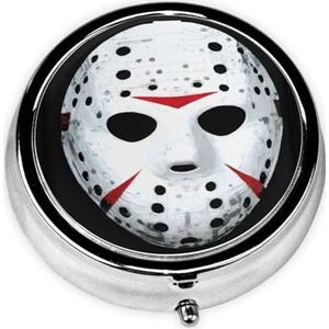 Ronde pillendoos, horrorschedel, 3 compartimenten, medicijnpillenetui, waterdicht, zakpillenorganizer, draagbaar, voor pillendozen in zak of portemonnee