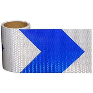 Reflecterende tapes， Waarschuwingstape, reflecterende pijl met hoge intensiteit, 3 meter * 15 cm zelfklevende reflecterende sticker, markeringsbarrièretape(Size:Blue White)