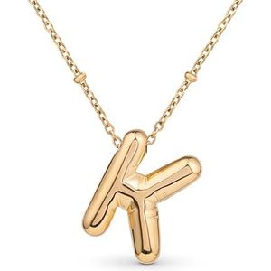 Amberta Chunky Bubble Gouden Initiaal Ketting voor Vrouwen en Tieners Cadeau | 18K Vergulde Monogram Hanger Puffy Ballon Letter Ketting: K Bubble Letter Ketting Goud