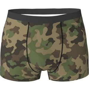 ZJYAGZX Groene boxershort met camouflageprint voor heren - comfortabele ondergoedbroek, ademend vochtafvoerend, Zwart, M