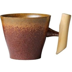 BLacOh Mokken keramische vintage kantoor thee water beker creatieve retro aardewerk koffie melk mokken met houten handvat drinkgerei koffiemokken (maat: zoals getoond, kleur: 4-2)