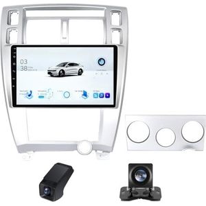 Carplay autoradio 2 Din geldt voor Hyundai Tucson 1 2004-2009 met Android Auto Bluetooth 9 inch touchscreen autoradio met FM-radio/GPS stuurwielbediening + achteruitrijcamera(X2)