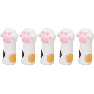 Zachte Siliconen Cuticle Schaar Cover Protector Cat -vorm voor Nagel en Teennagels 5stcs - Siliconen Cuticle Trimmer Beschermende Mouw Lichtgewicht en Draagbaar (WHITE)