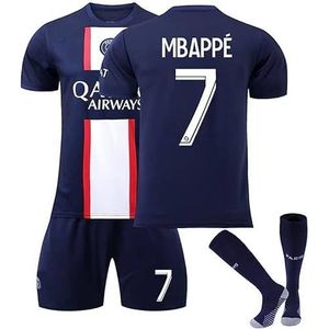 Parijs Voetbalshirt Kids, Kleding Voor Jongensvoetbal,Jochies Jongens Shirt Voetbal Set Nr. 7 Mbappé 10 Neymar Nr. 30 Messi T-shirt Shorts Sokken,Paris Voetbalpak Voor Kinderen Mannen,7-C-kids28