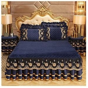 Bedrok luxe beddengoed Europese stijl spreien op het bed kant bedrok kussenslopen kristal koning queen size huistextiel volant laken (kleur: blauw, maat: 1 stuk rok 150 x 200 cm)