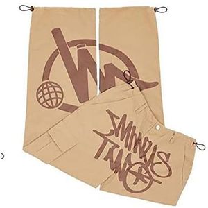 Heren Minus-Two-Cargo Broek Y2k Casual Baggy Streetwear Sport Gym Jeans Kleding met wijde pijpen Pantalones Joggingbroek Minustwo Pant(Color:Khaki,Size:L)