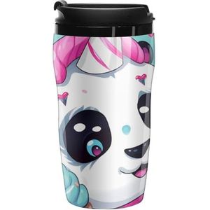 Kleurrijke Regenboog Eenhoorn Panda Koffiekopjes Met Deksels Dubbele Muur Plastic Reizen Koffie Mok Verwijderbare Dranken Tumbler 250ml