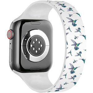 Solo Loop band compatibel met alle series Apple Watch 38/40/41mm (witte kolibrie aquarel) rekbare siliconen band band accessoire, Siliconen, Geen edelsteen