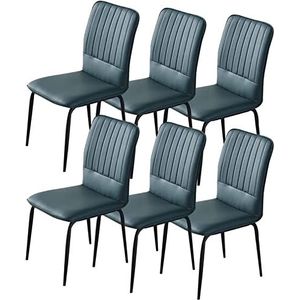 GEIRONV Eetkamerstoelen set van 6, moderne lederen hoge rugleuning gewatteerde zachte zitting met metalen stoelpoten for keuken thuis commerciële restaurants Eetstoelen ( Color : Green , Size : 88*42*