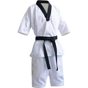 Taekwondo krijger kostuum Judo Karate Taekwondo Gi Wit Kort Lange Mouw Meerdere Maten Unisex(Short sleeve,XS-130CM)