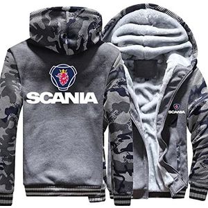 Mannen Dikker Fleece Jas Voor SCANIA Print Camo Hoodies Full Zip Sweatshirts Lange Mouw Trui Casual Bovenkleding Winter Warme Jas-2||3XL