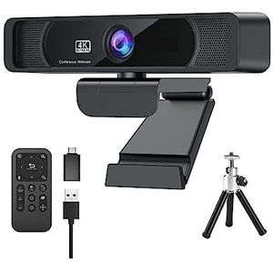 USB-webcamera Webcam HD 4K 30Fps 120 Groothoek Webcam Met Microfoon Afstandsbediening Streaming PC for Conferenties, Live Streaming Voor conferenties, opname