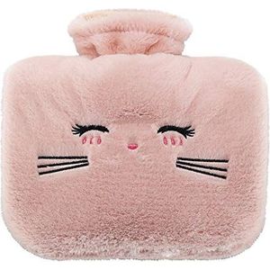 OIFAODAO, Warmwaterflessen Warmwaterzak Premium klassieke rubberen warm- of koudwaterkruik met zachte fleece hoes Herbruikbare draagbare warm water gevulde warmwaterkruik,Warmwaterkruik(Roze)