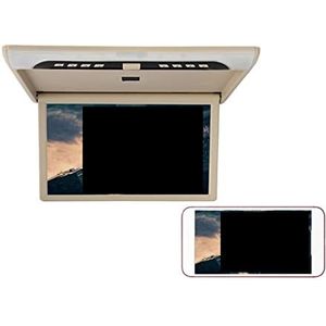 Auto Hoofdsteun Speler, 19 Inch Auto Monitor 1080P HD Lcd-scherm Draagbare Auto Video Spelers Auto Plafond TV Dak Mount Display USB FM Camper(Beige Mirror Monitor)
