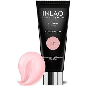 INLAQ® Acryl Gel Nagelgel voor Nagelverlenging – Acryl Polyacrylgel Polygel Verdikking Verbetering Building Natuurlijke Look Verdikkende Builder Versterking Nagel Nail Art – Soft Almond 30ml