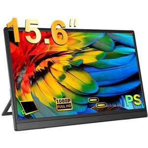 UPERFECT 15,6 Inch Draagbare Monitor met 1200:1 1920 x 1080 Full HD IPS-scherm Geïntegreerde Standaard Mini HDMI USB C voor Laptop PC Smartphone Gameconsole, Tweede Display VESA-compatibel