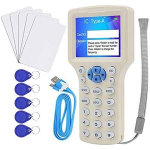CIFY ID IC HID NFC RFID 13.56MHz 125KHz USB-lezer/schrijver - Proximity Card Copier & UID-decoder met 10 herschrijfbare sleutelkaarten