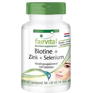 Fairvital | Biotine + Zink + Selenium - 120 tabletten voor 4 maanden - Hooggedoseerde schoonheidstabletten - Voor haar, huid en nagels | Fairvital