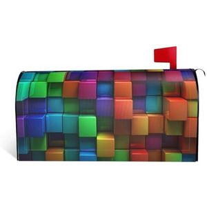 GTKSYNVE Kleurrijke kubussen brievenbushoezen magnetische standaardmaat 25,5 x 21 inch decoratieve brievenbus wraps waterdichte brievenbus cover gepersonaliseerde brievenbushoezen voor tuin