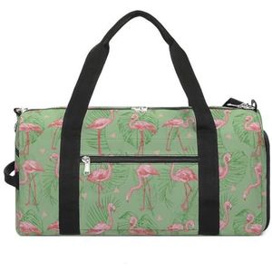 Roze Flamingo Exotische Vogel Grappige Gymtas met Schoenenvak Reizen Plunjezak Weekender Overnachting Tas Yoga Tas