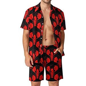 Kreeften Rode Rivierkreeft Hawaiiaanse Sets voor Mannen Button Down Korte Mouw Trainingspak Strand Outfits L