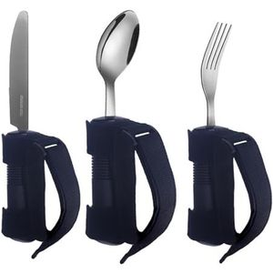 Gebruiksvoorwerpen voor ouderen - 3x ouderen adaptief eetgerei voor handtrillingen, roestvrijstalen lepelvorkset, adaptief eetbestek voor spierzwakte, handicap