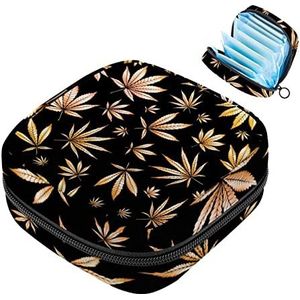 MUOOUM Opbergtas voor maandverband, gouden palmboom menstruatiecup zakje, draagbaar maandverband opbergzakken vrouwelijke menstruatie eerste menstruatie tas voor tienermeisjes vrouwen dames, Kleur 2,