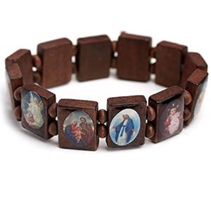 Yisawroy Sieraden Jezus Armband Multicolor Jezus Armbanden Vrouwen Mannen Houten Heilige Rozenkrans Religieus Voor Vriend Gift rozenkrans armband voor mannen katholieke vrouwen rode Jezus armband voor mannen vrouwen tiener meisjes