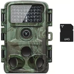4K 64MP Trail Camera Zonder Gloed Nachtzicht IP67 Waterdichte Jachtcamera Met 2 Inch Scherm For Outdoor Wildlife Monitoring Duidelijk Eenvoudig(With 64GB Card)