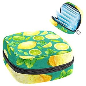 Opbergtas voor maandverband Pads, Menstruatie Cup Pouch, Periode Bag Organizer voor vrouwelijke Pads Tampons, Zomer Citroen Patroon
