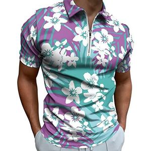 Mooi bloemenboeket heren poloshirt met rits T-shirts casual korte mouw golf top klassieke pasvorm tennis tee