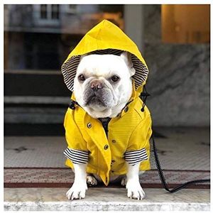 MOLUO Hond regenjas grote hond kleding hoodie jas huisdier jas bulldog mopshond kleding retro waterdichte regenjas (kleur: geel, maat: XL)