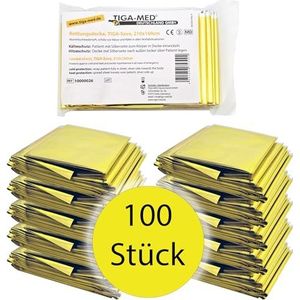 Tiga-Med Reddingsdeken, reddingsdeken, set van 100 stuks (= 100 stuks), goud/zilver, 210 x 160 cm, reddingsfolie voor eerste hulp