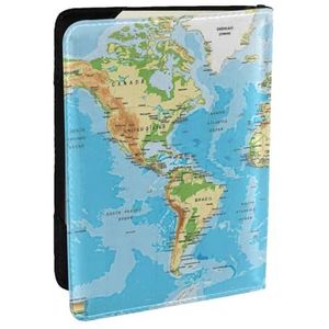 FL HUA Paspoorthoes, kofferlabelset, paspoorthoes kunstleer, beschermhoes paspoort met RFID-blokkering voor identiteitskaart, creditcard, visitekaartjes, instapkaart, zeegrijs, 15 x 11cm, Modern