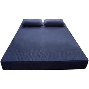 NUOYIXUAN Waterdichte matrashoes met rits, zes zijden all-inclusive matrasbeschermer, queensize gewatteerd hoeslaken (donkerblauw, 80 x 200 x 25 cm)