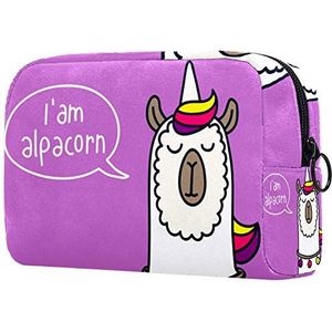 Toilettas met rits,Grote capaciteit herbruikbare make-up zakje cosmetische reistas met alpaca eenhoorn lama voor tienermeisjes vrouwen