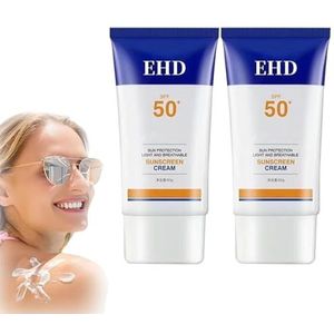 Ehd Sunscreen, EHD Sunscreen Cream, Ehd Sunscreen Spf 50, Sunscreen For Face, Face Sunscreen Moisturizer, Daily Uv Defense Sunscreen, No Sticky Feeling (Color : 2pcs)